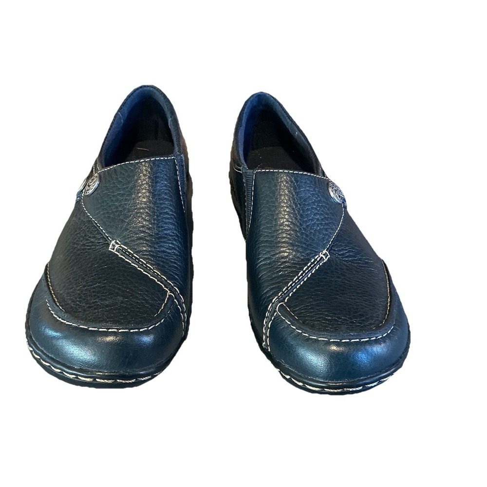 Clarks Bendables Casual Black Leather Slip On Comfort Loafers Round Toe Sz 7.5N - Picture 2 of 6